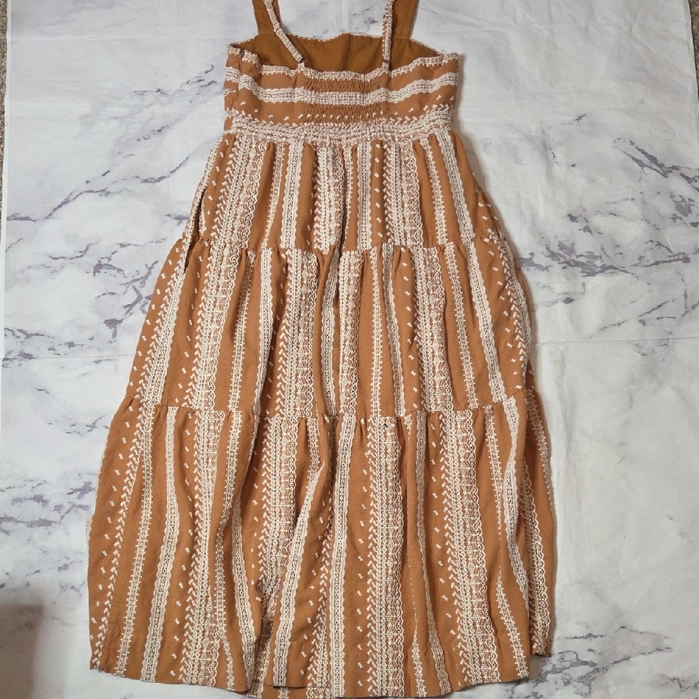 Greylin Tan/White Embroidered Midi Dress - Picture 9 of 10
